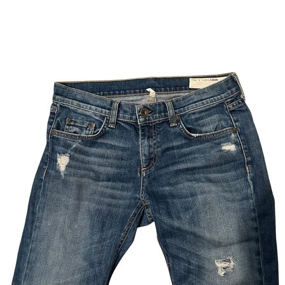 Rag & Bone Dre Distressed Low-Rise Slim Jeans in Canyon Wash, Sz 26 - Picture 11 of 15